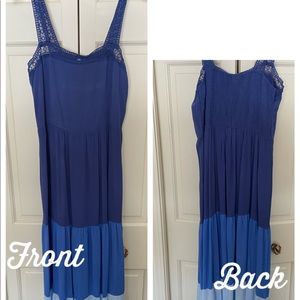 Three shades of blue maxi dress